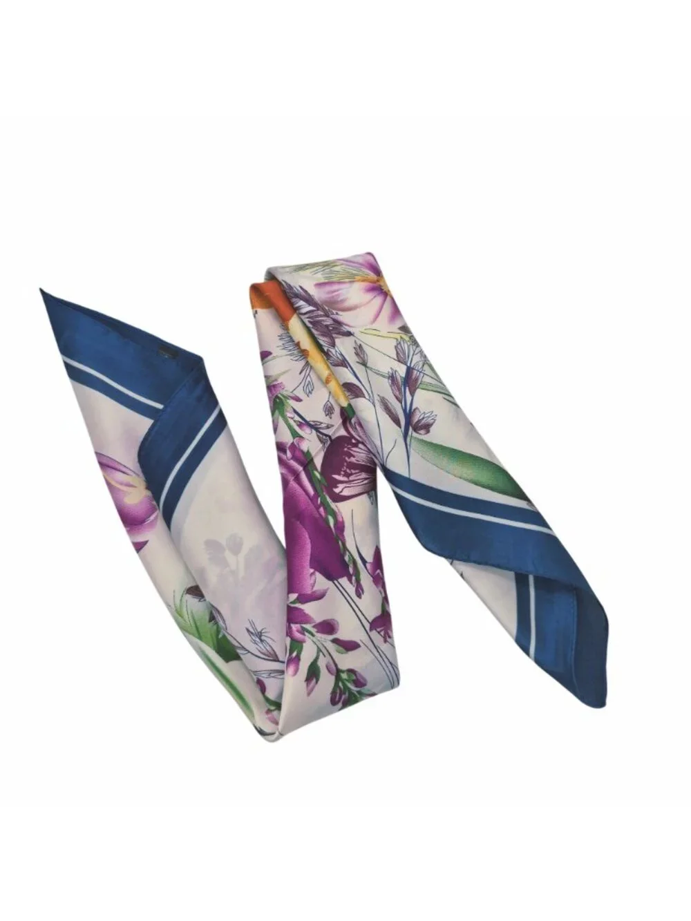 ✨Elegant Silky Square Scarf Blue Gold Paisley Print Luxury Neck Handbag Wrap New